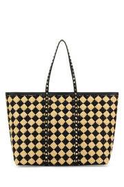 Valentino Garavani Women Embroidered Raffia Rockstud Shopping Bag