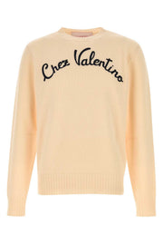 Valentino Garavani Men Cream Wool Sweater