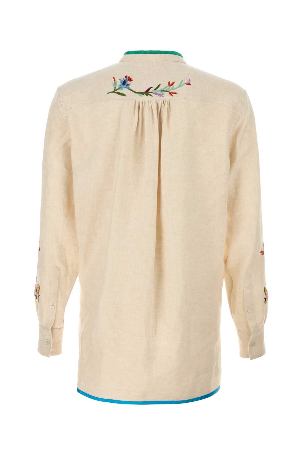 Valentino Garavani Men Ivory Linen Shirt