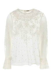Bode Women White Mesh Middlemist Blouse