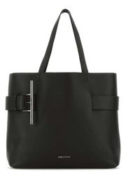 Alexander Mcqueen Women Black Leather T-Bar Shopping Bag