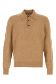 Salvatore Ferragamo Men Stretch Camel Blend Polo Shirt