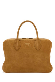 Salvatore Ferragamo Women Camel Suede Medium Handbag
