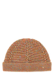 Valentino Garavani Men Multicolor Linen Blend Knitted Vlogo Signature Beanie Hat