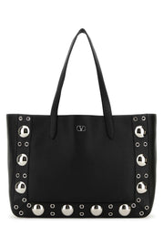 Valentino Garavani Women Black Leather Vlogo Signature Shopping Bag