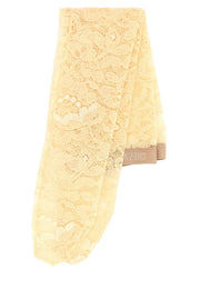 Valentino Garavani Women Cream Stretch Lace Socks