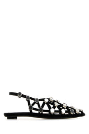 The Attico Women Black Suede Grid Ballerinas