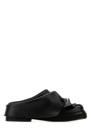 The Attico Women Black Leather Mini Robin Slippers