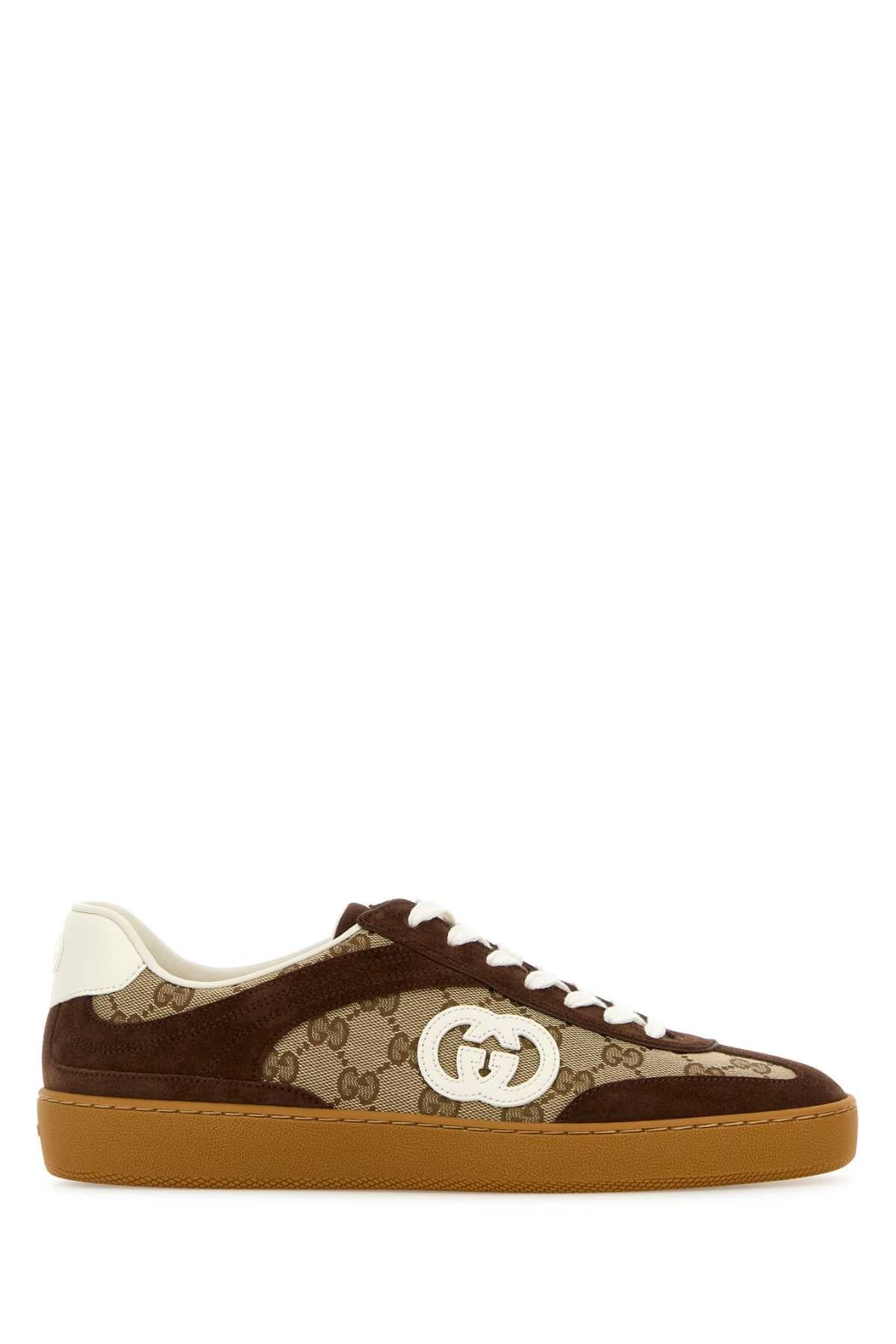Gucci Men Gg Fabric And Suede Sneakers