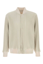 Homme Plisse' Issey Miyake Men Ivory Polyester Bomber Jacket