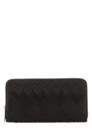 Bottega Veneta Men Dark Brown Leather Intrecciato Wallet