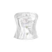 Ganni Foil Corsage Denim Top Women
