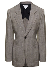 Bottega Veneta Women Grey Single-Breasted Slim-Fitted Jacket With Single Button In Viscose Blend Woman