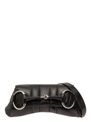 Gucci Women 'Medium Gucci Horsebit' Black Shoulder Bag With Maxi Horsebit In Leather Woman