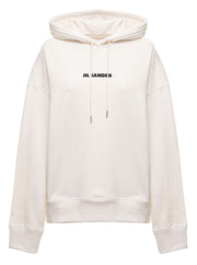 Jil Sander Women Jil Sander Woman's White Cotton Hoodie With Logo Print