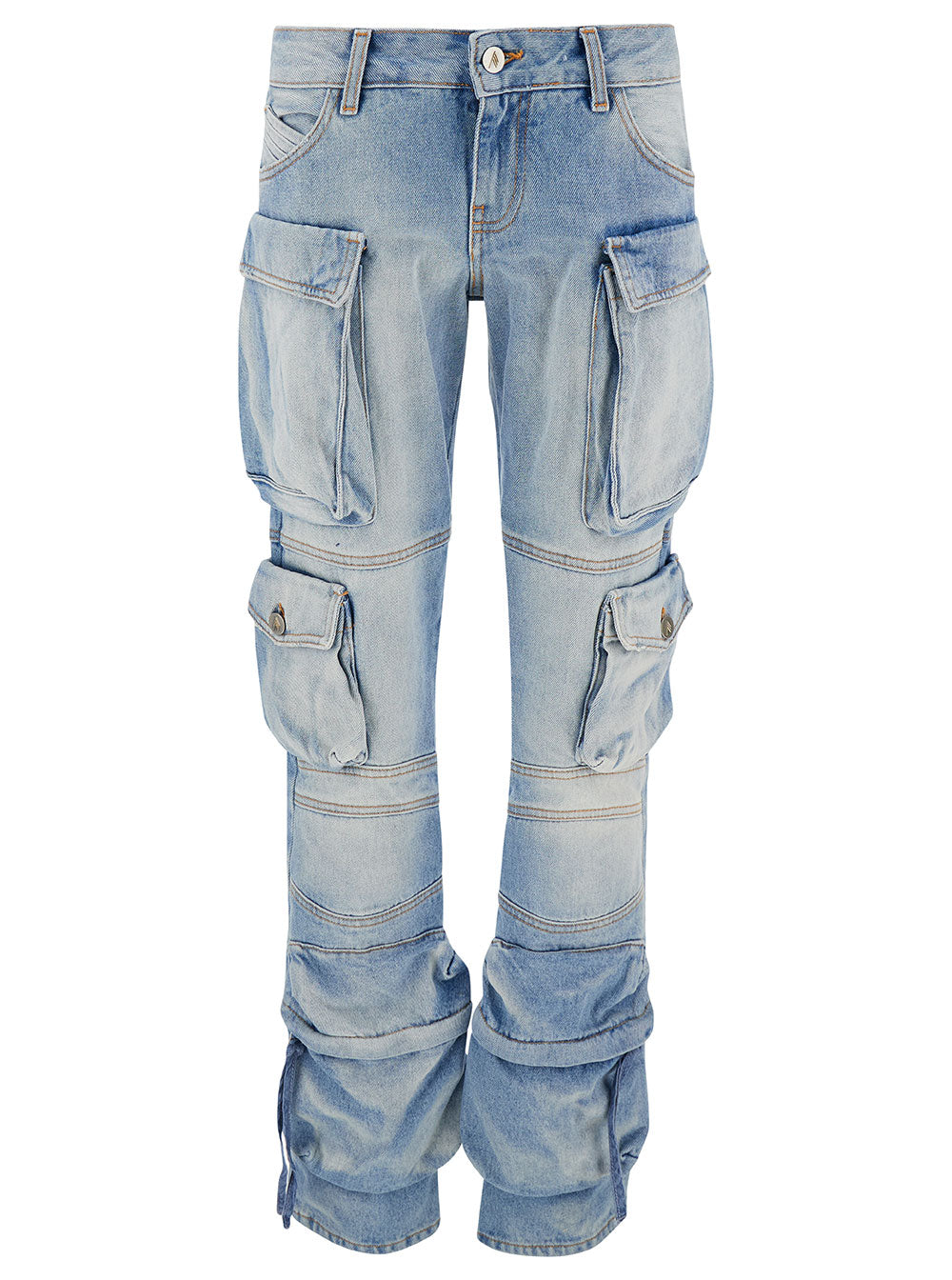 The Attico Women 'Essie' Light Blue Fitted Jeans With Cargo Pockets In Denim Woman