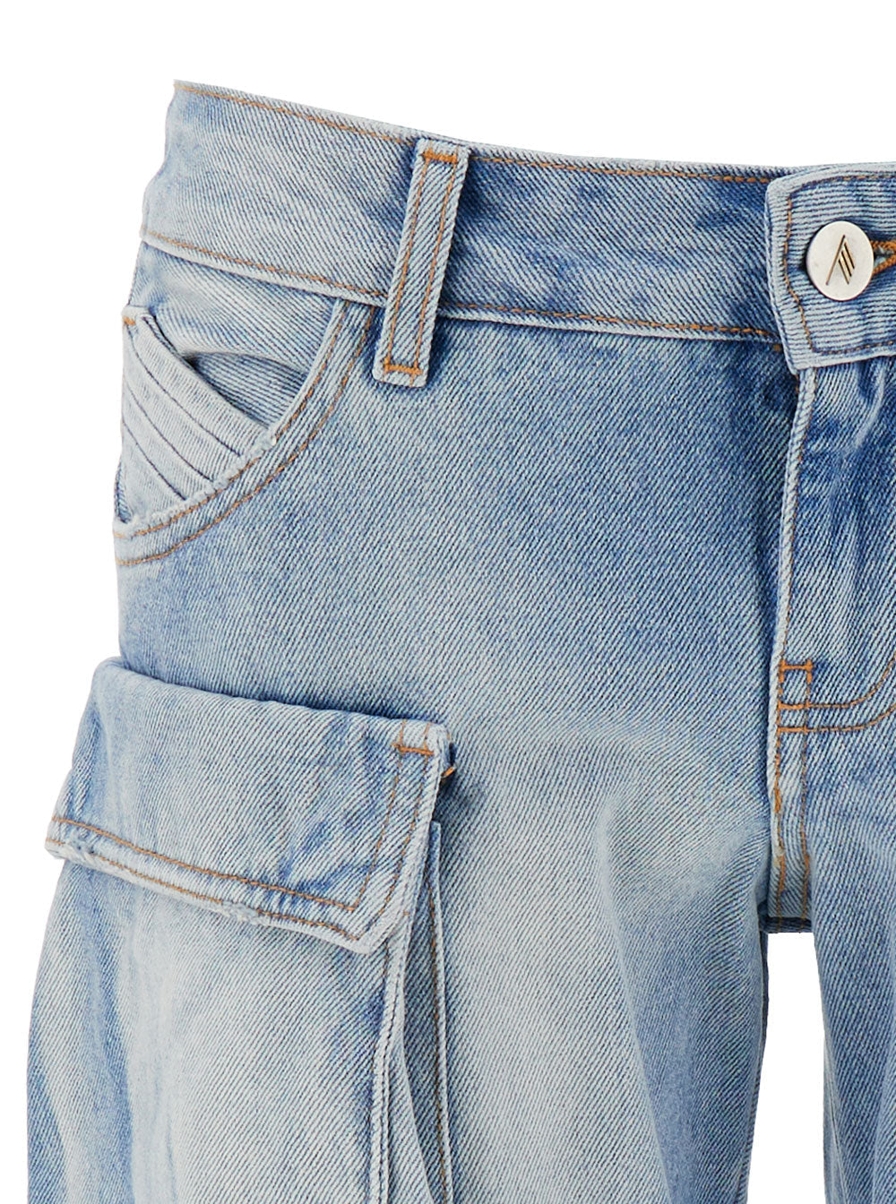 The Attico Women 'Essie' Light Blue Fitted Jeans With Cargo Pockets In Denim Woman