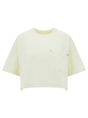 Bottega Veneta Women White Crop T-Shirt With Patch Pockets In Cotton Woman