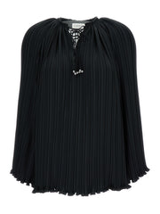 Lanvin Women Long Sleeve Pleated Blouse Open Neck
