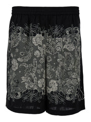 Acne Studios Men White & Black All-Over Graphic Print Sport Shorts In Viscose Man