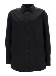 Saint Laurent Men Black Oversize Satin Shirt In Silk Man