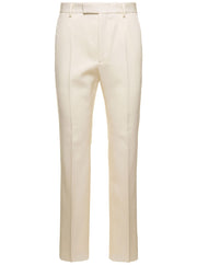 Gucci Men White Straight-Leg Pants With Gucci Cities Patch In Wool Man
