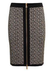 Balmain Women Balmain Woman's Monogram Wool Pencil Skirt With Zip