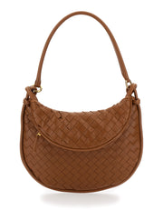 Bottega Veneta Women 'Gemelli Medium' Light Brown Hobo Shoulder Bag With Intrecciato Motif In Leather Woman