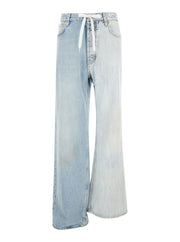 Balenciaga Women 'Fifty-Fifty' Light Blue Jeans With Asymmetric Legs In Denim Women
