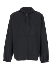 Givenchy Men Black Zip-Up Hoodie With Logo Detail In Wool Man