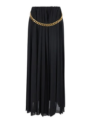 Balenciaga Women Black Long Pleaded Skirt With Belt In Tech Fabric Woman