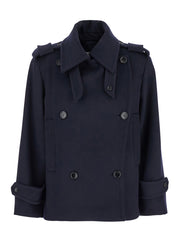 Max Mara Women 'Laveno' Blue Double Breasted Jacket With Wide Pointed Lapels In Virgin Wool Blend Woman