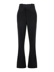 Bottega Veneta Women Black Flared Pants With Belt Loops In Viscose Blend Woman