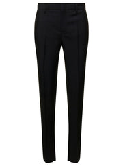 Gucci Women Black Slim Pants With Horsebit Detail In Mohair And Wool Woman
