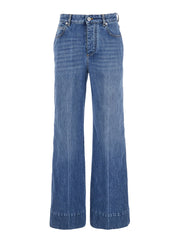 Bottega Veneta Women 'Vintage Indigo' Blue Jeans With Turn-Up Hem In Cotton Blend Woman