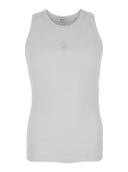 Alexander Mcqueen Men White Top With Upside Down Skull Embroidery On The Front In Cotton Jersey Man