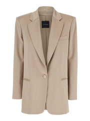The Andamane Women 'Guia' Beige Single-Breasted Jacket With Notched Revers And Shoulder Pads In Wool Blend Stretch Woman