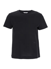 Max Mara Women Black T-Shirt With Logo Embroidered On The Front In Cotton Woman
