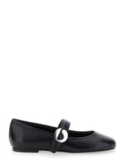 Coperni Women Black Ballerinas With Metallic Logo And Strap In Smooth Leather Woman