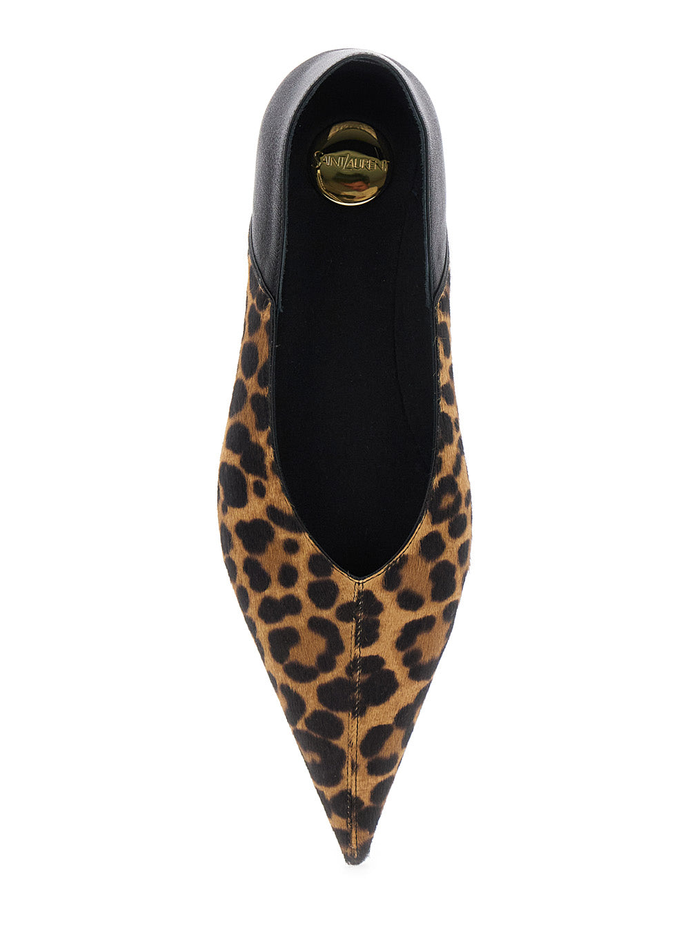 Saint Laurent Women Brown Ballerinas With Leopard Motif And Foldable Buttress In Fabric Woman