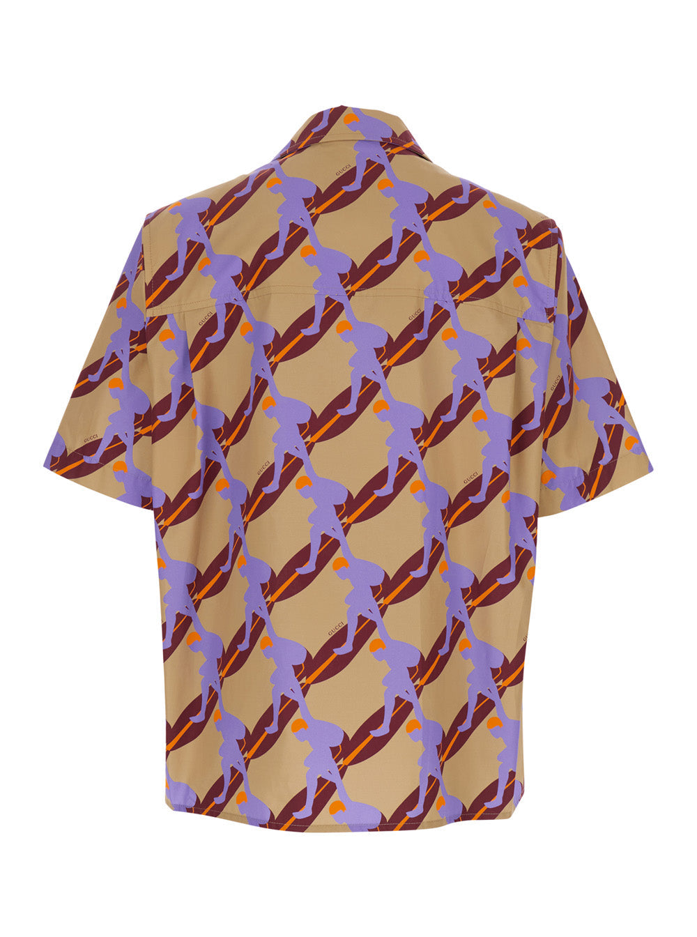 Gucci Men Multicolor Bowling Shirt With Cuban Collar And All-Over Print In Cotton Man