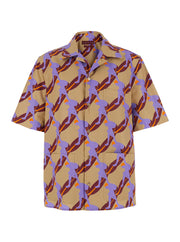 Gucci Men Multicolor Bowling Shirt With Cuban Collar And All-Over Print In Cotton Man