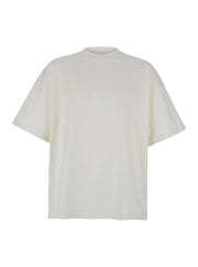 Jil Sander Men White Crewneck T-Shirt With Front Logo Print In Cotton Man