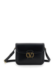 Valentino Garavani Men Black Shoulder Bag With Vlogo Detail On The Front In Leather Man