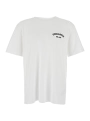Dsquared2 Men White Crewneck T-Shirt With Logo Lettering On The Front In Cotton Man