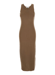Max Mara Women 'Aceri' Brown Dress With Round Neck And Rear Single Slit In Wool Woman