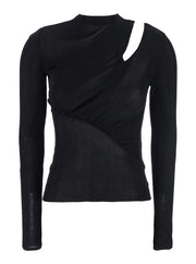 Self-Portrait Women Black Long-Sleeve With Cut-Out Detail In Viscose Woman