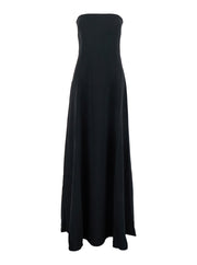 Solace London Women 'Helena' Black Long Dress With Bare Shoulder And Flared Hem In Twill Woman