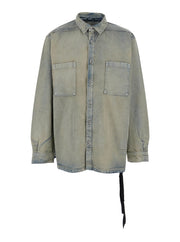Drkshdw Men Light Blue Jacket With Classic Collar And Drawstring Detail On The Waist In Denim Man