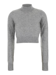 Sportmax Women 'Gubbio' Grey Cropped Sweater With High Neck In Cashmere Woman